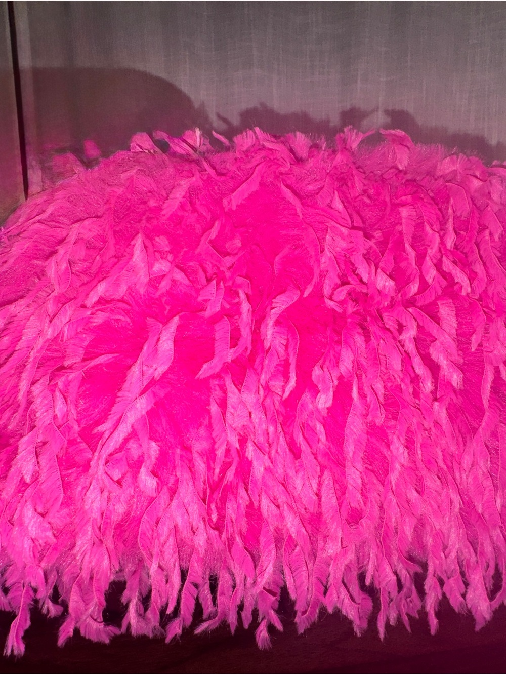 Bright Pink Feather-Trim Clutch Purse
